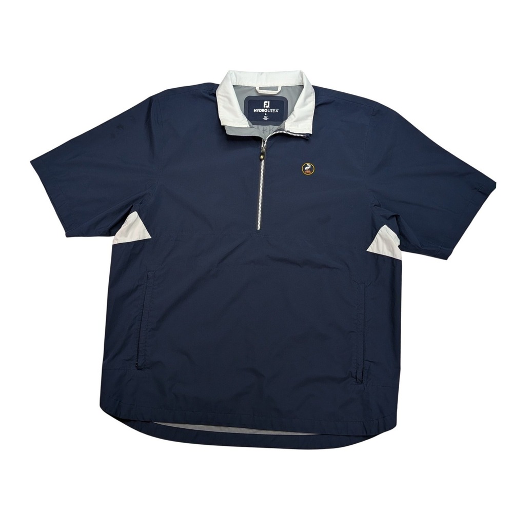 FootJoy HydroLite X Rain Shirt Mens L Navy Pelican Golf Club Short Sleeve
